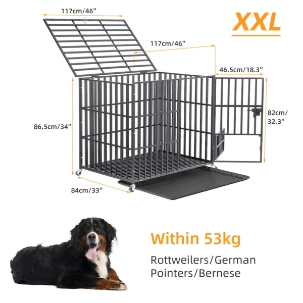 XXL Heavy-Duty Dog Crate with Wheels