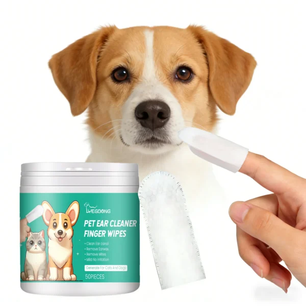 50PCS Pet Finger Wipes – Ear, Eye & Paw Cleaner, Odor & Dirt Remover