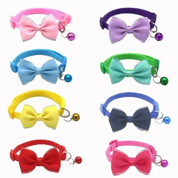 Adjustable Cat Collar with Bow & Bell | Cute Safety Buckle Pet Collar