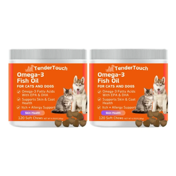 TenderTouch Omega 3 Fish Oil Chews for Dogs & Cats 240 Count 2-Pack 360g